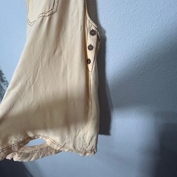 NEW Urban Outfitters Butter Yellow Romper Contrast Stitching Linen Blend Medium - Picture 7 of 8